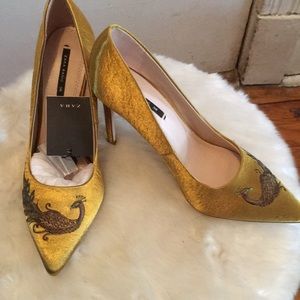 Zara gold peacock stilettos